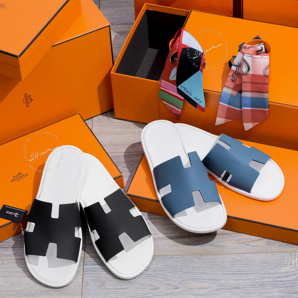 HERMES IZMIR EMSOM BLACK BLUE WHITE SANDAL 2 - 24CARA.VN