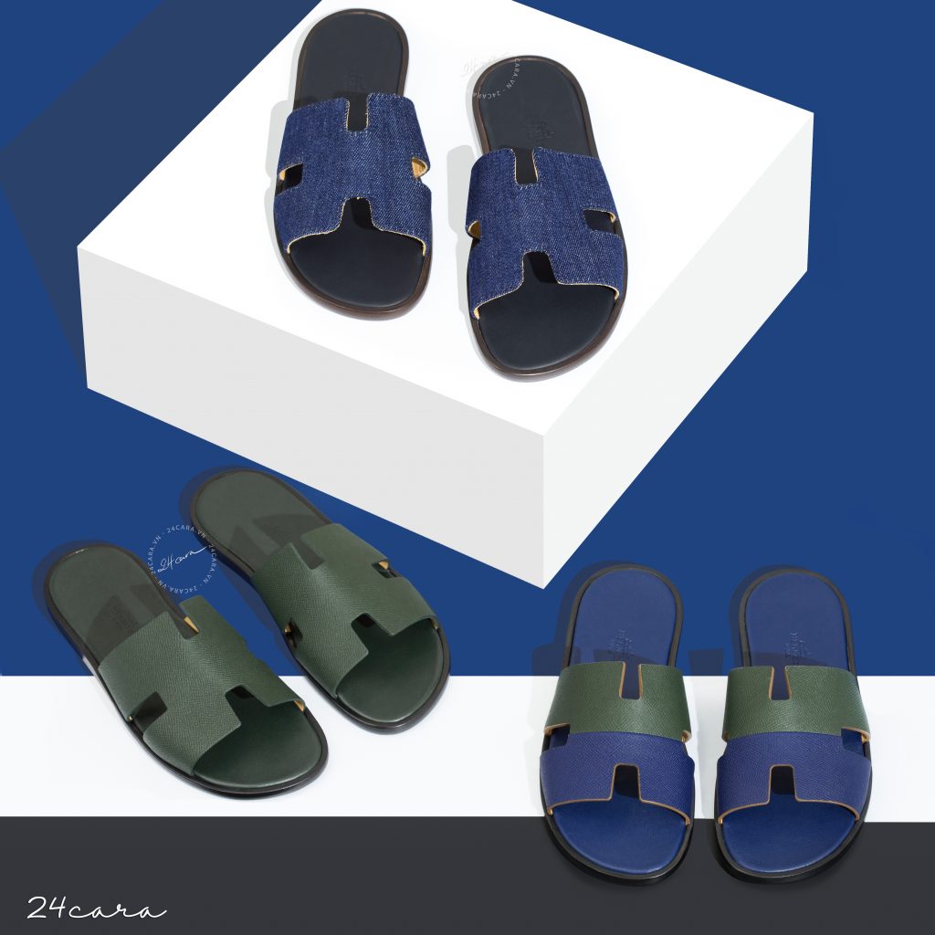 HERMES IZMIR EPSOM TWO TONE LEATHER SANDAL