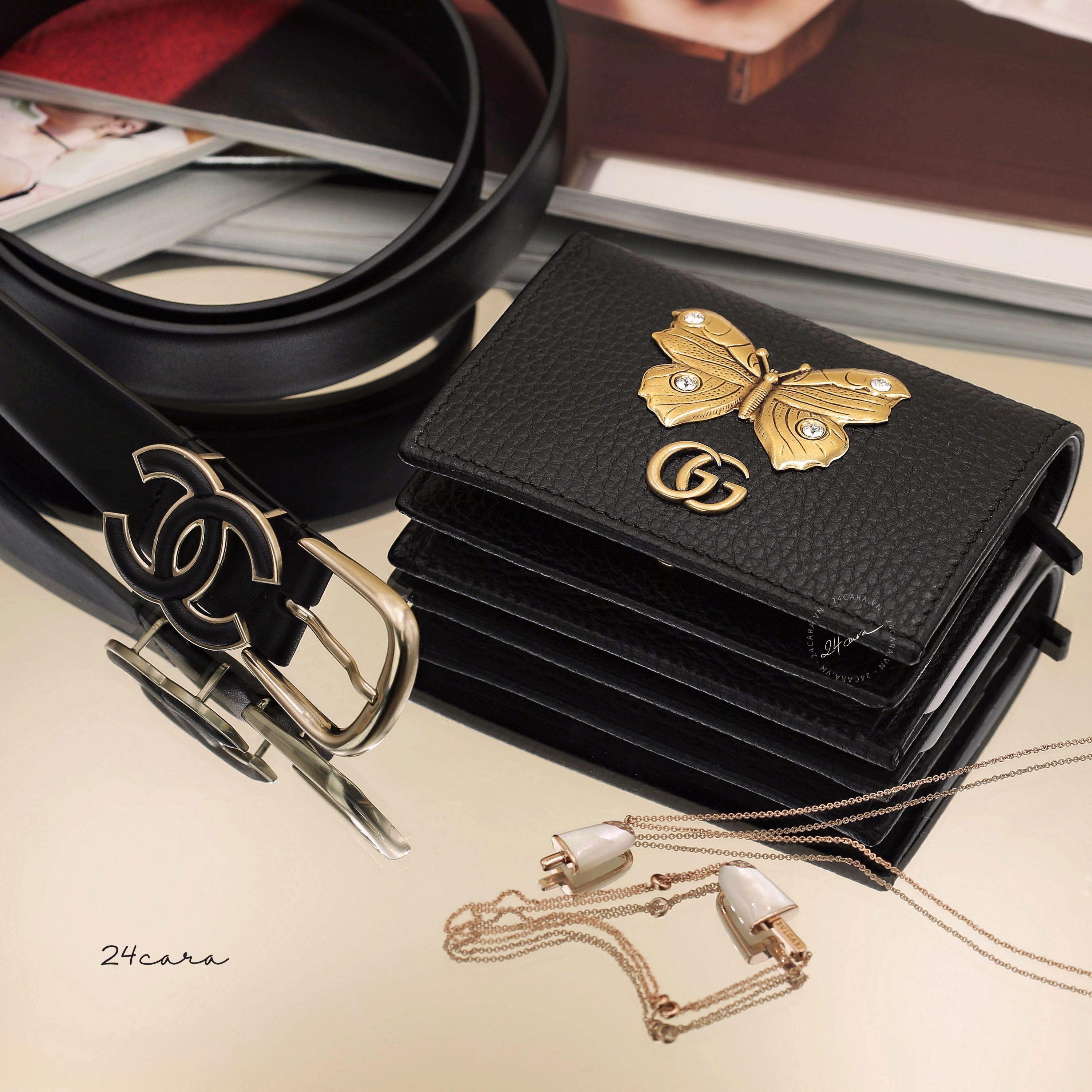 GUCCI BUTTERFLY LEATHER SMALL WALLET