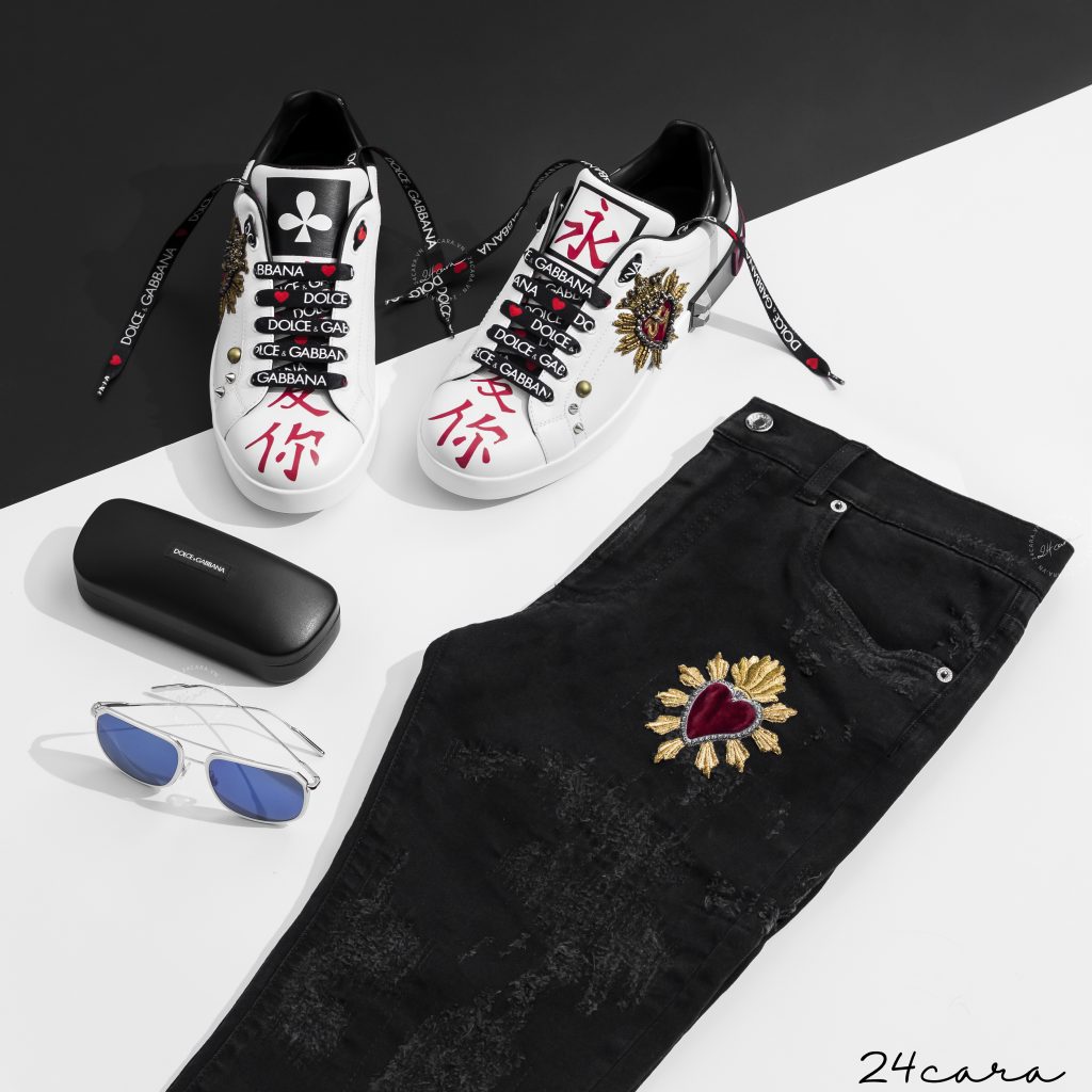 DOLCE&GABBANA KING OF HEART CHINESE APPLIQUE SNEAKER 2018