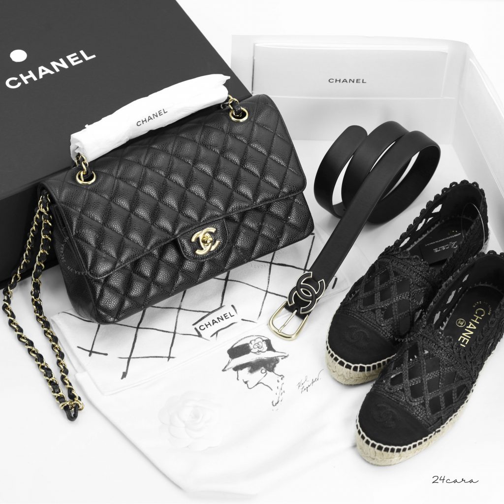 CHANEL 2.55 MEDIUM CLASSIC FLAPBAG CAVIAR GOLD HARDWARE