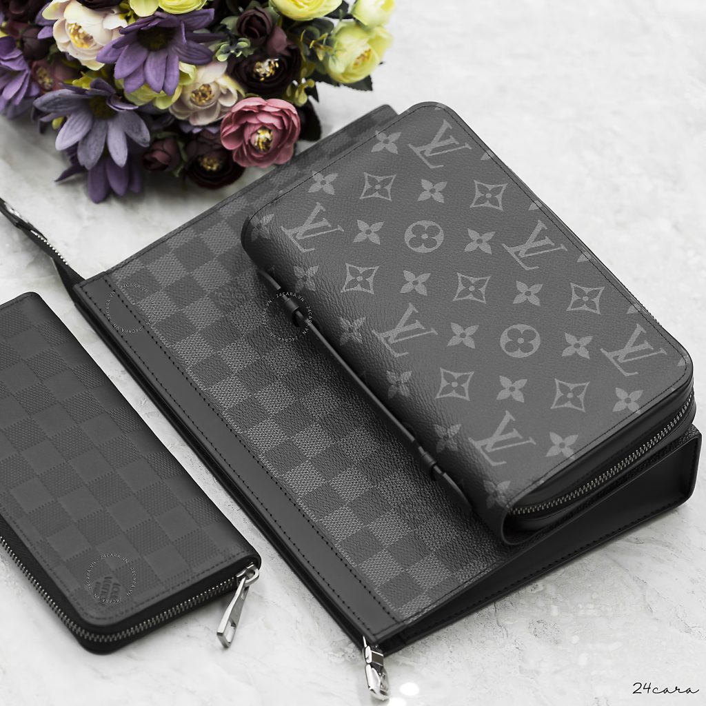 LOUIS VUITTON ZIPPY XL DAMIER GRAPHITE LEATHER CLUTCH