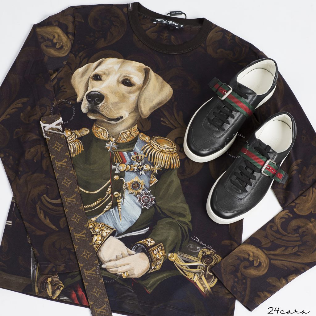 DOLCE & GABBANA PRINTED COTTON LONG SLEEVES T-SHIRT