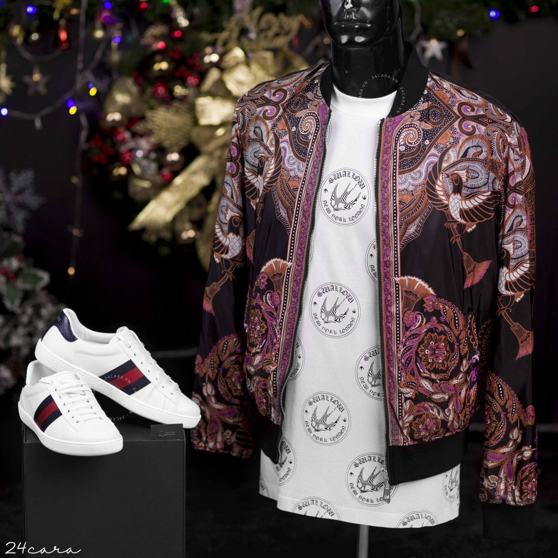 VERSACE PRINT BAROQUE REVERSIBLE BOMBER JACKET