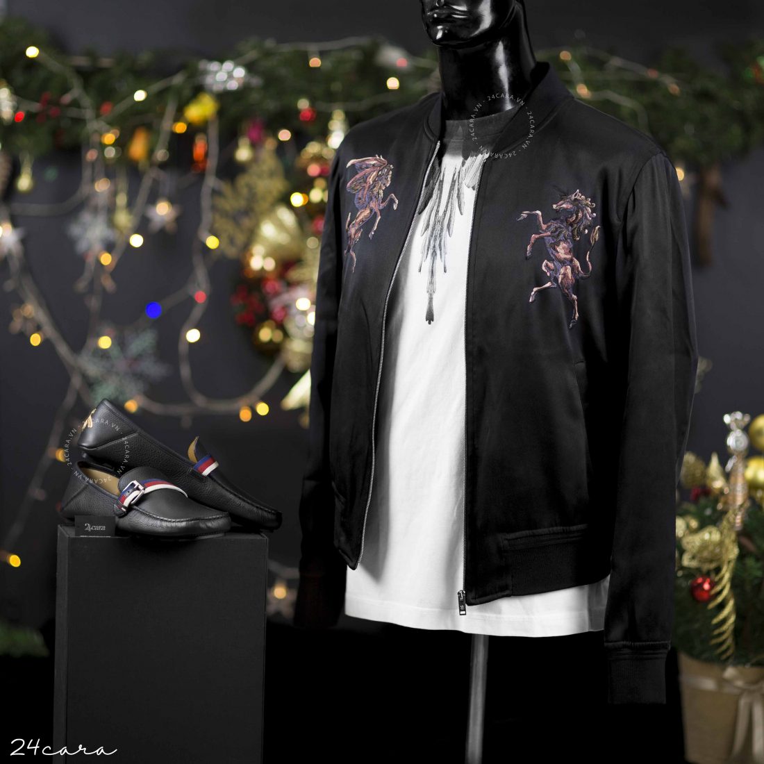 ALEXANDER MCQUEEN SATIN EMBROIDERED BOMBER JACKE