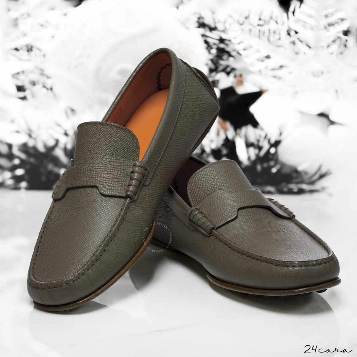 HERMES PACOME EPSOM LEATHER MOCCASIN