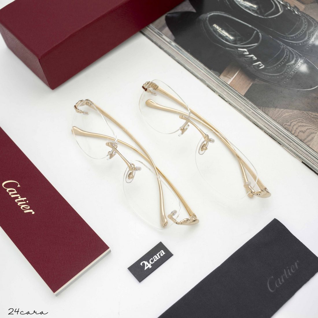 CARTIER CT0058O-002 PANTHERE GOLD - GOLD - TRANSPARENT EYEGLASSES