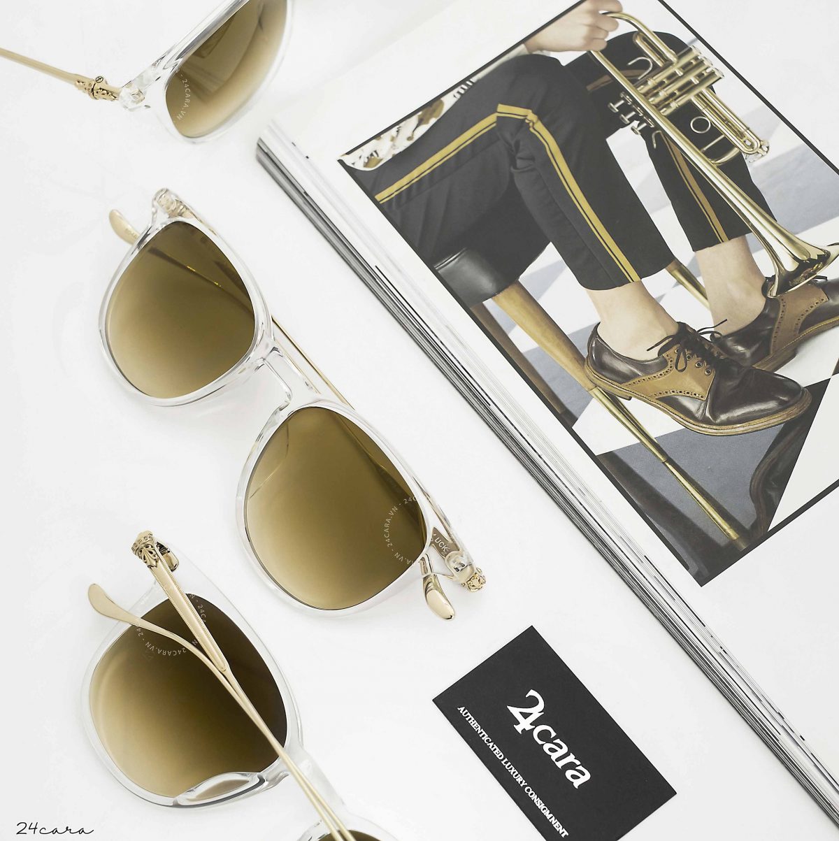 CHROME HEARTS PLUCK CRYS - GOLD PLATE SUNGLASSES