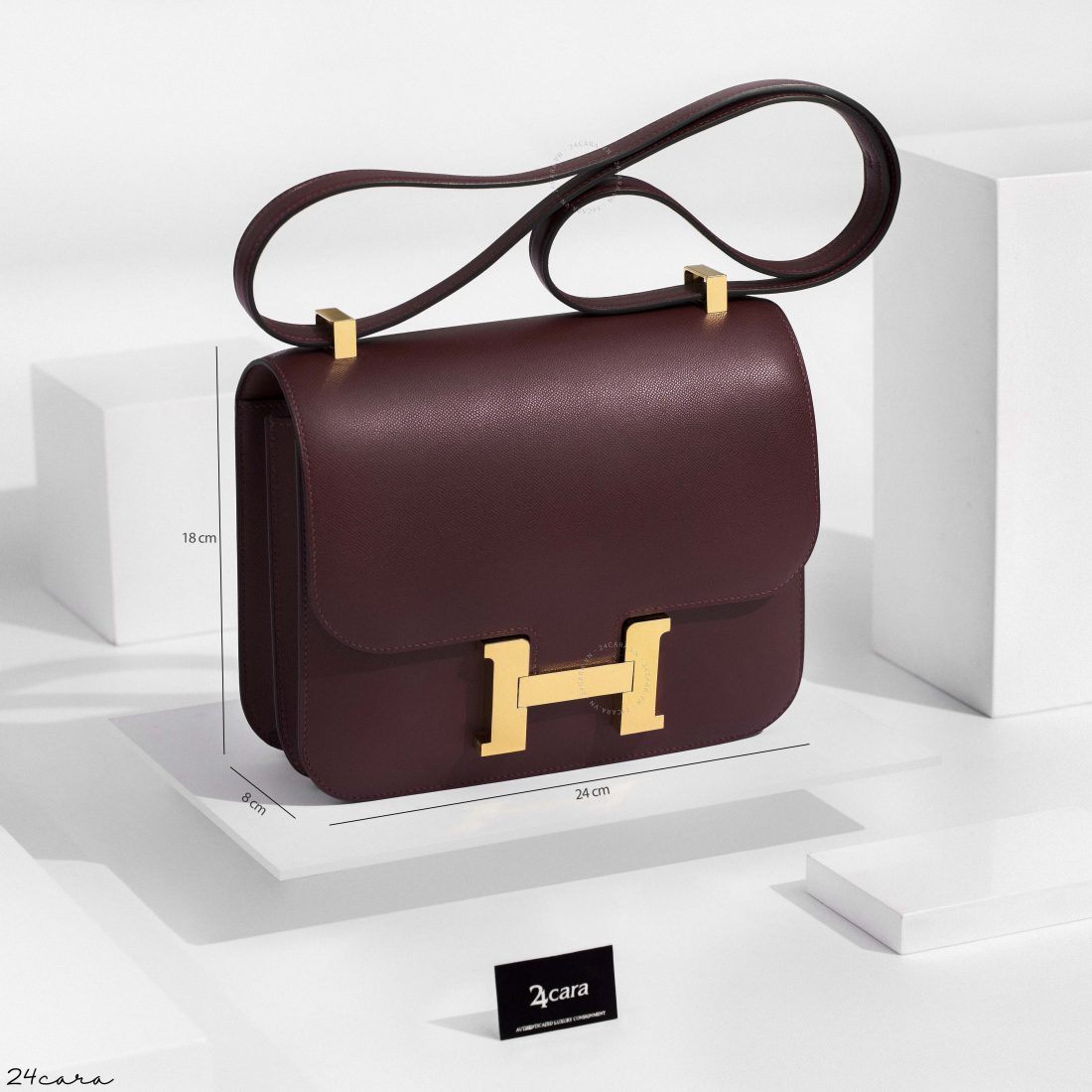 NEW ROUGE H EPSOM HERMES CONSTANCE III 24 | GHW | STAMP D