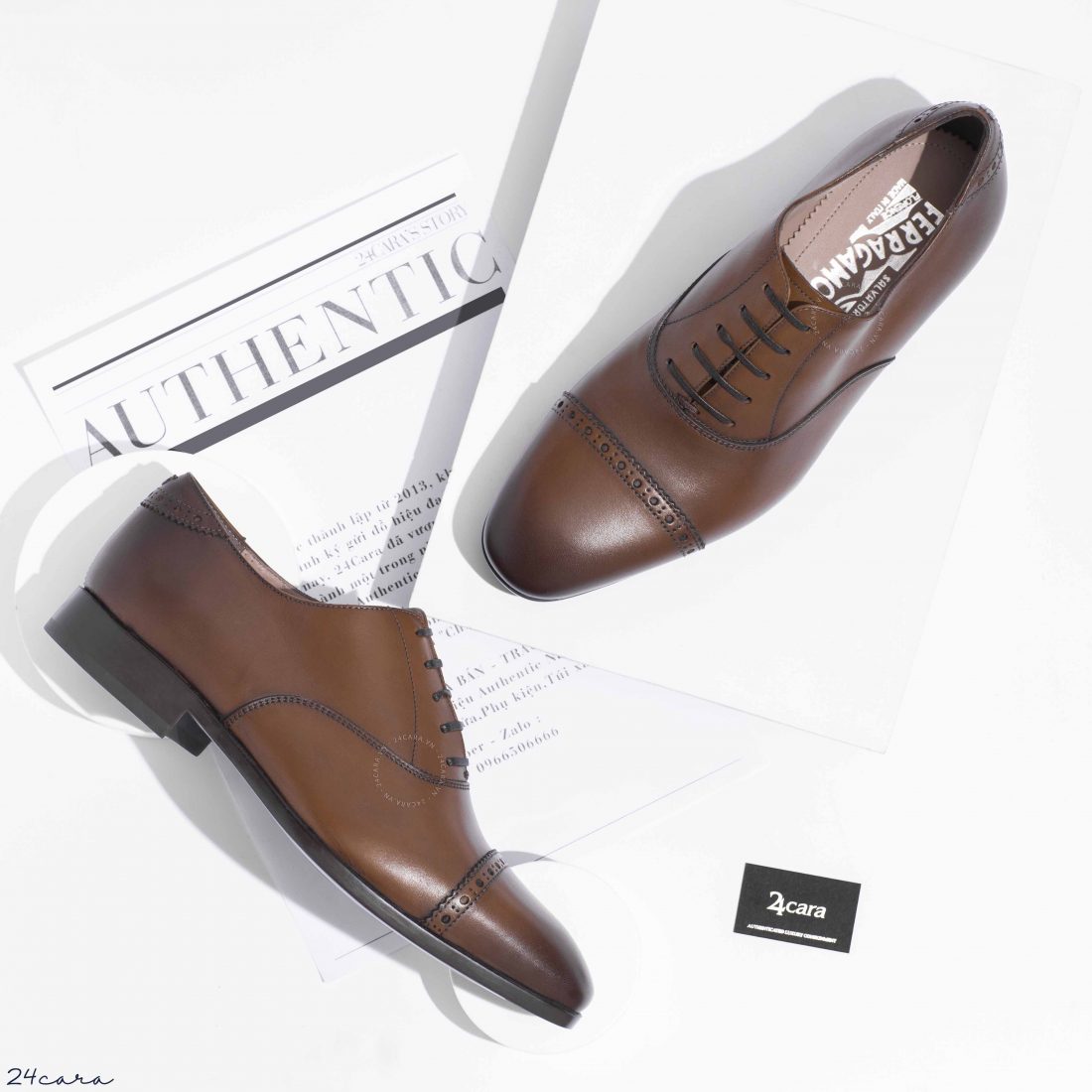 SALVATORE FERRAGAMO CAP-TOE OXFORD SHOES