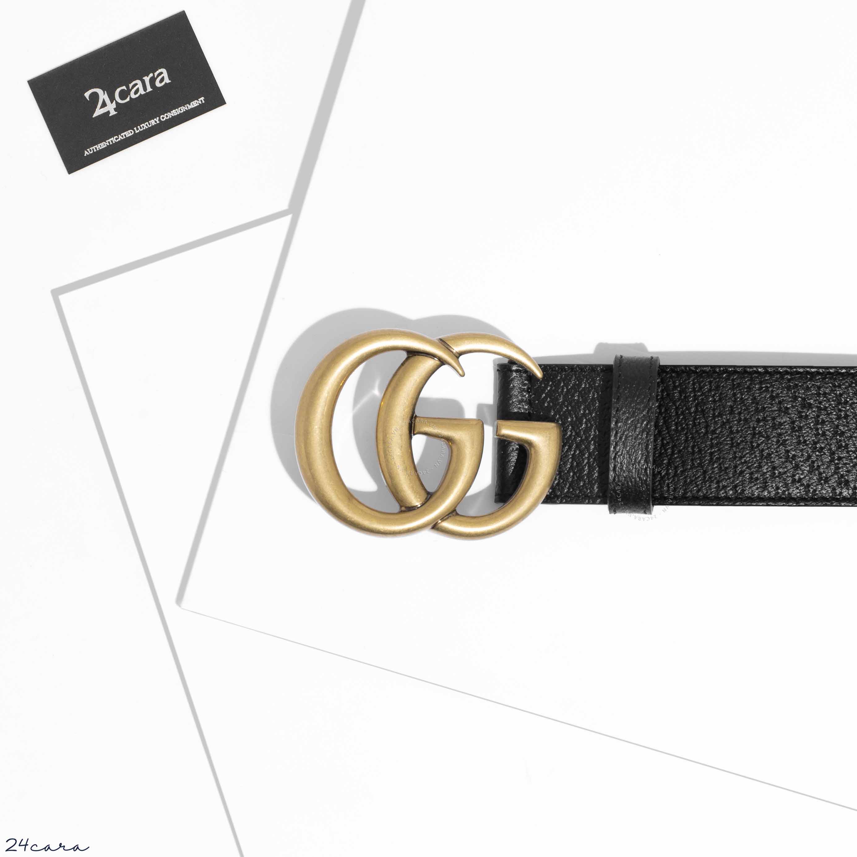 GUCCI LEATHER BELT WITH DOUBLE G BUCKLE 40MM