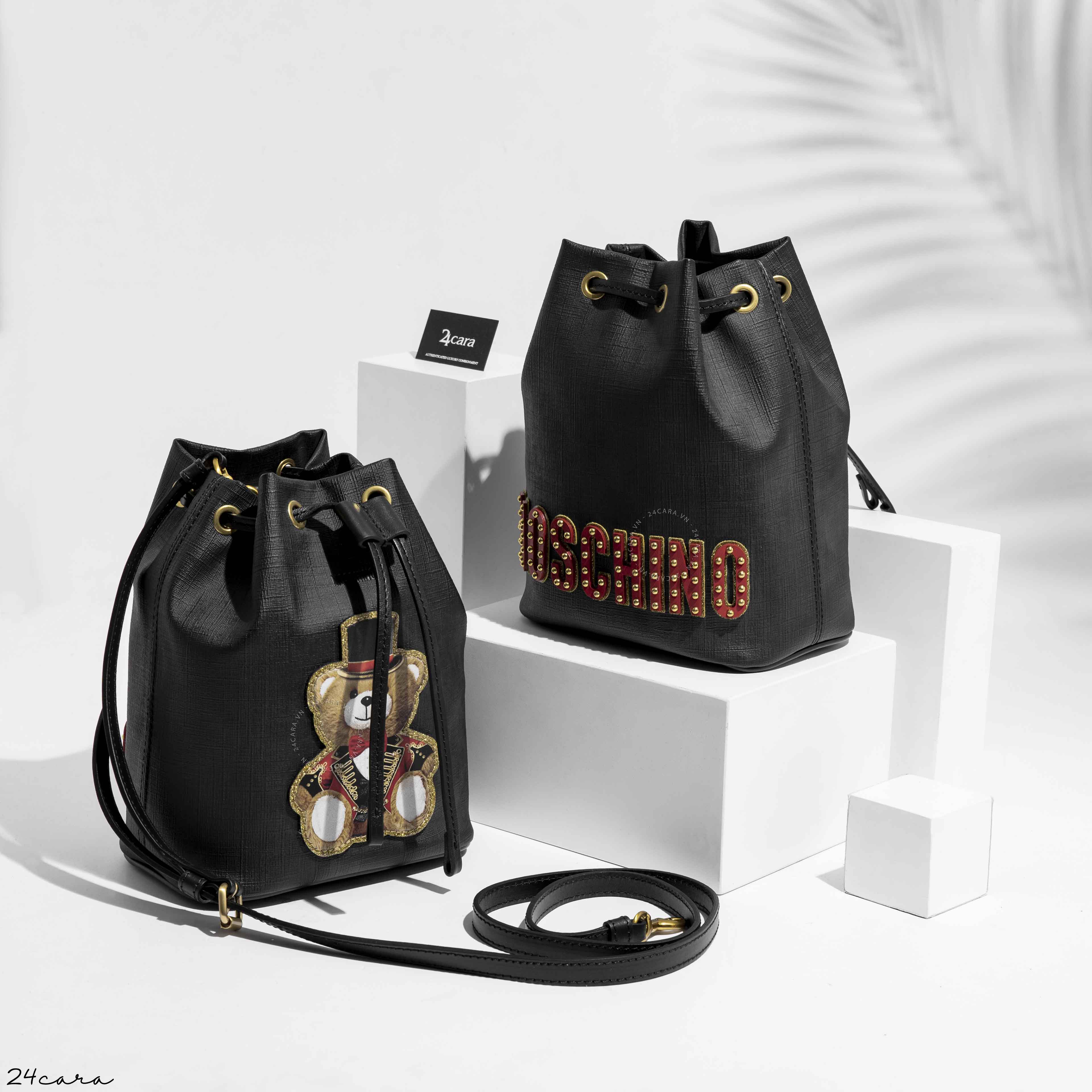 MOSCHINO TEDDY PRINT BUCKET BAG