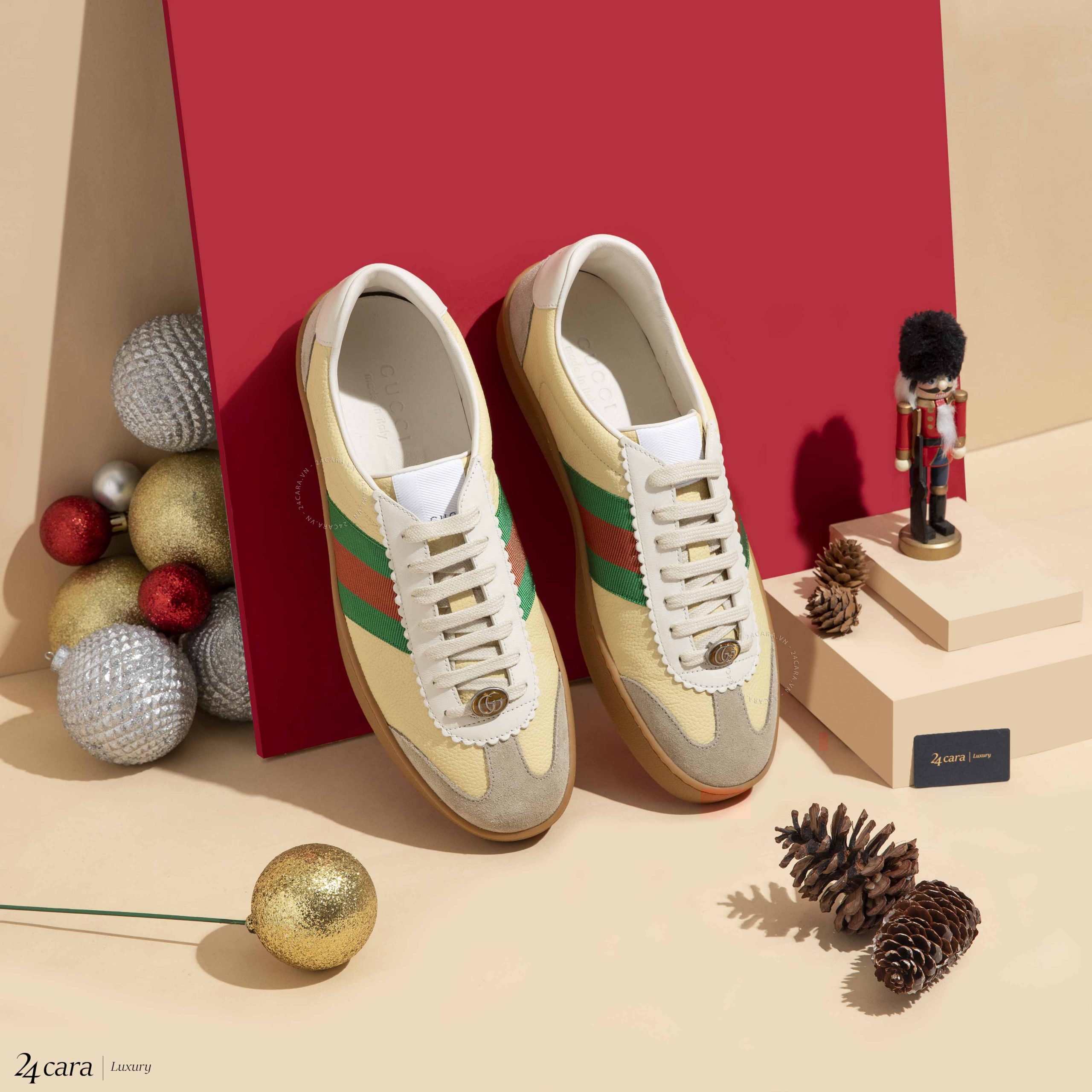 Gucci leather and on sale suede web sneaker