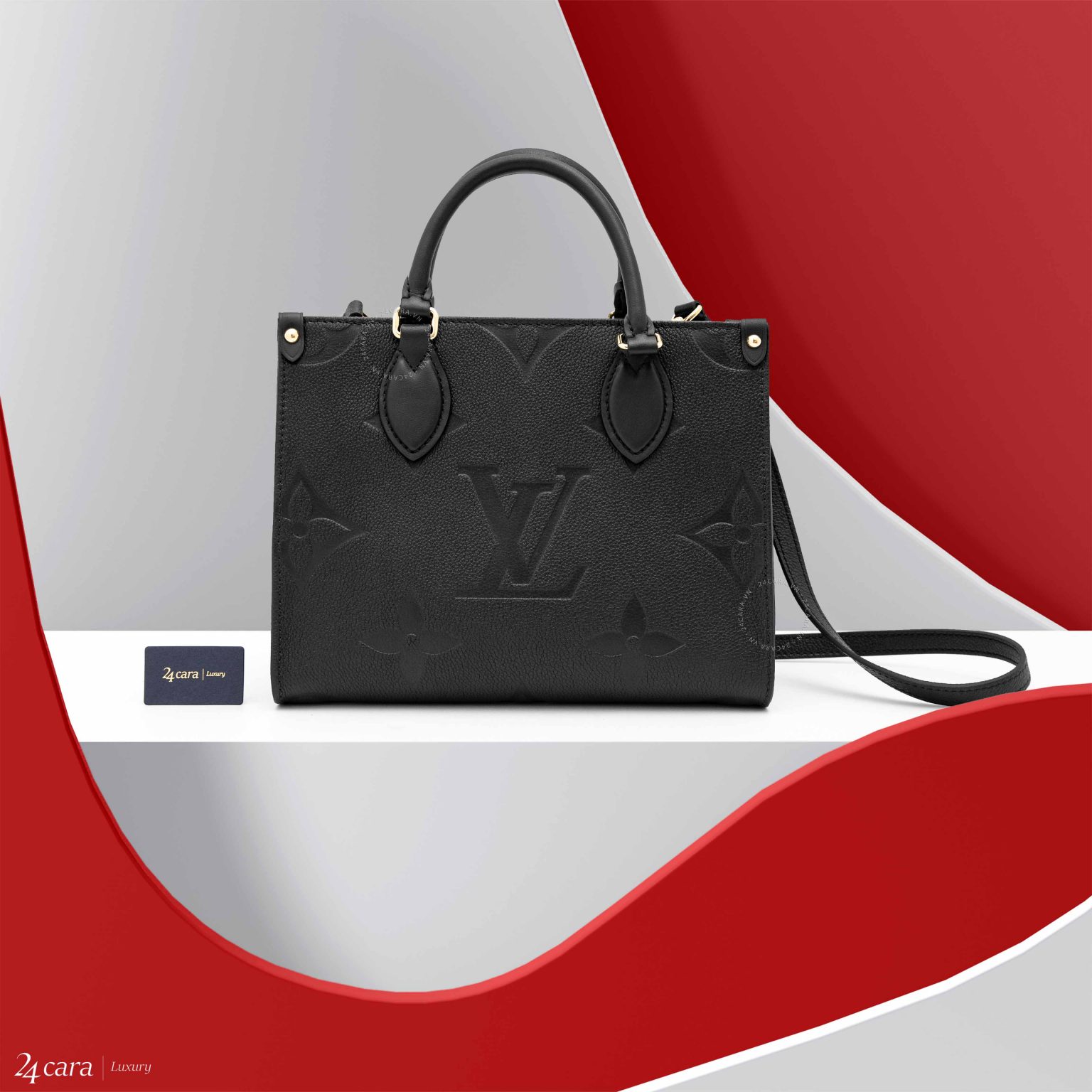 LV On The Go PM Bicolour Monogram Empreinte Black, Luxury, Bags