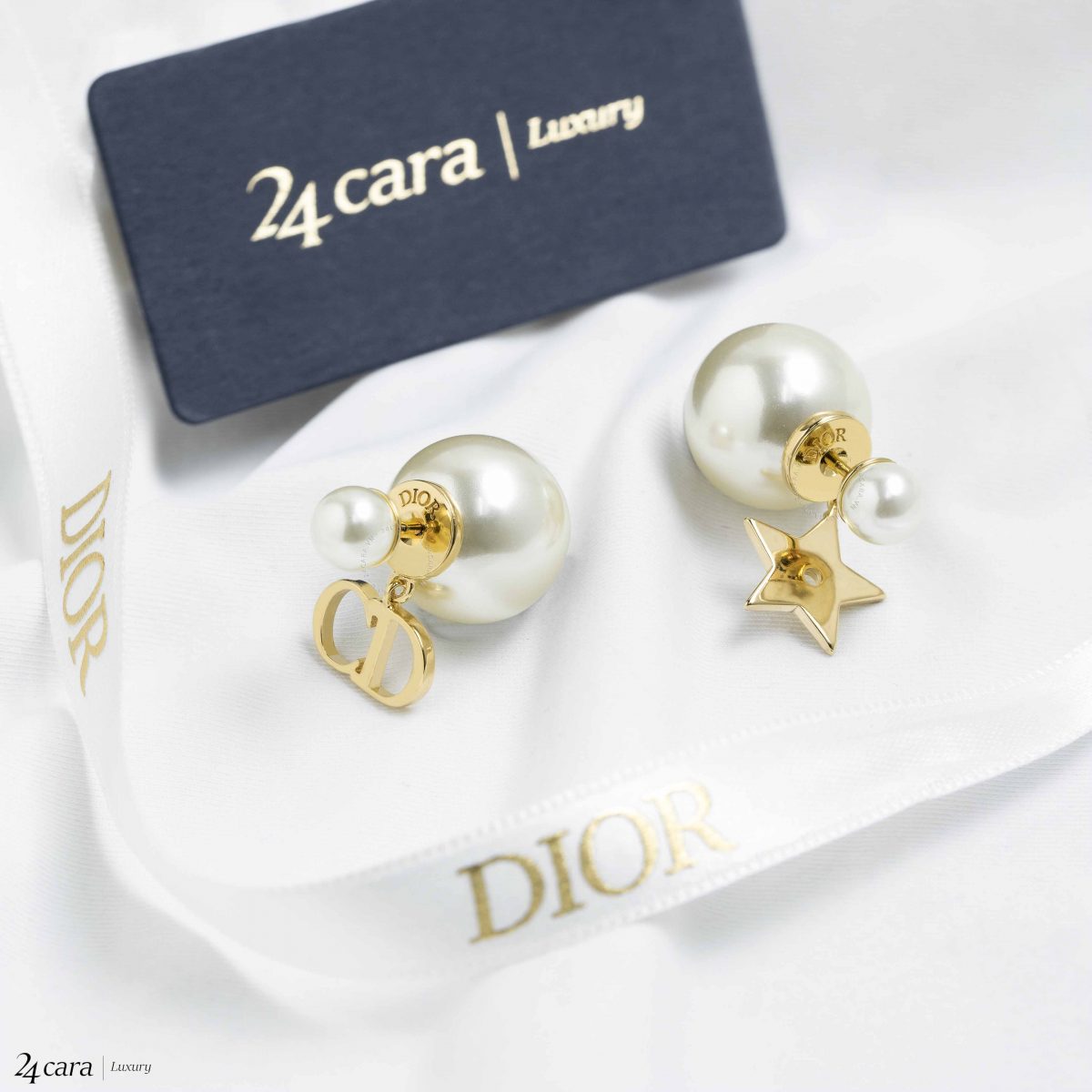 Bông tai titan thời trang Dior màu trắng TB116  Inox Công Sang