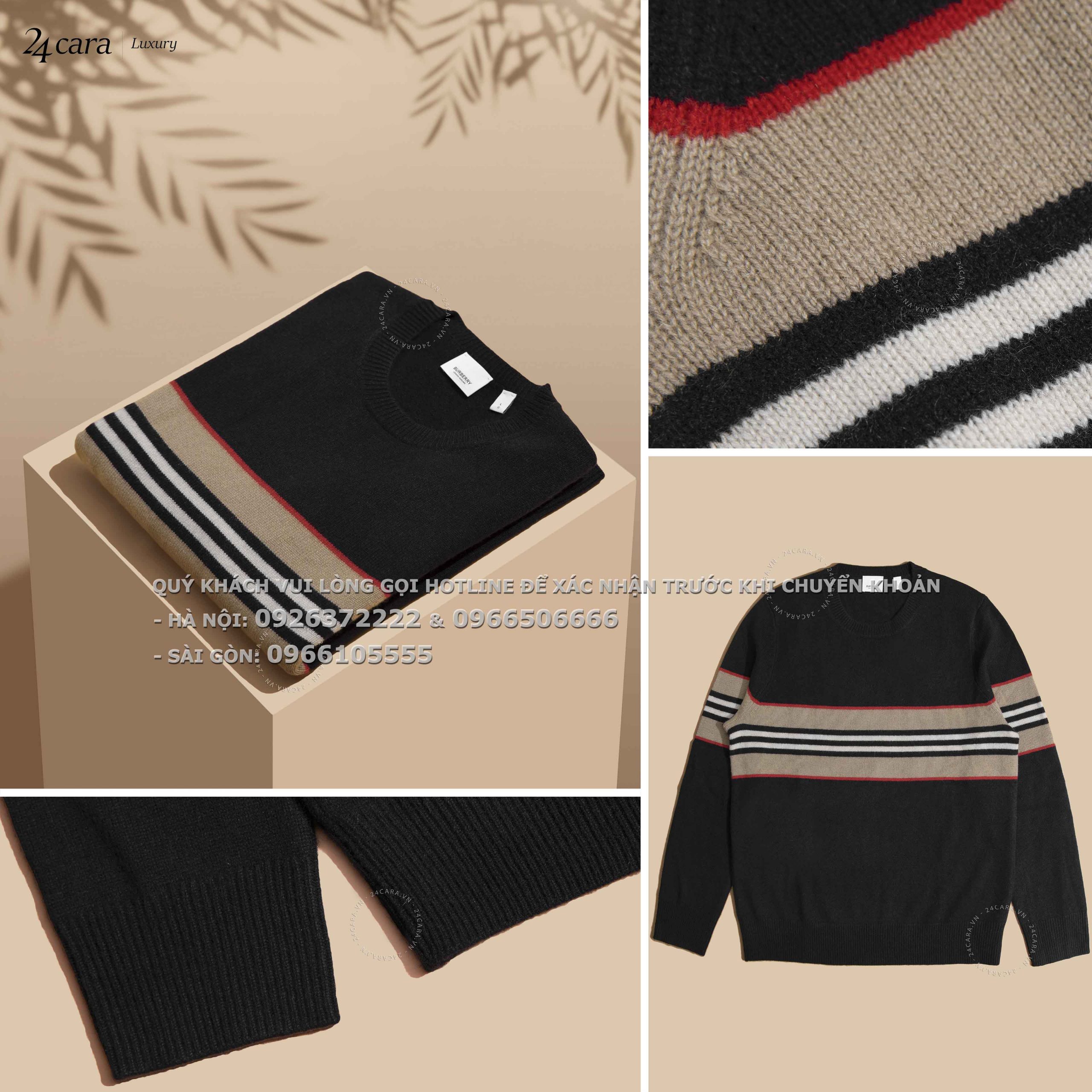 BURBERRY ICON STRIPE CASHMERE SWEATER