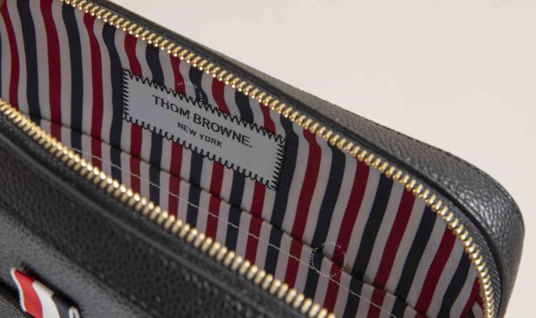 THOM BROWNE TEXTURED ZIP POUCH